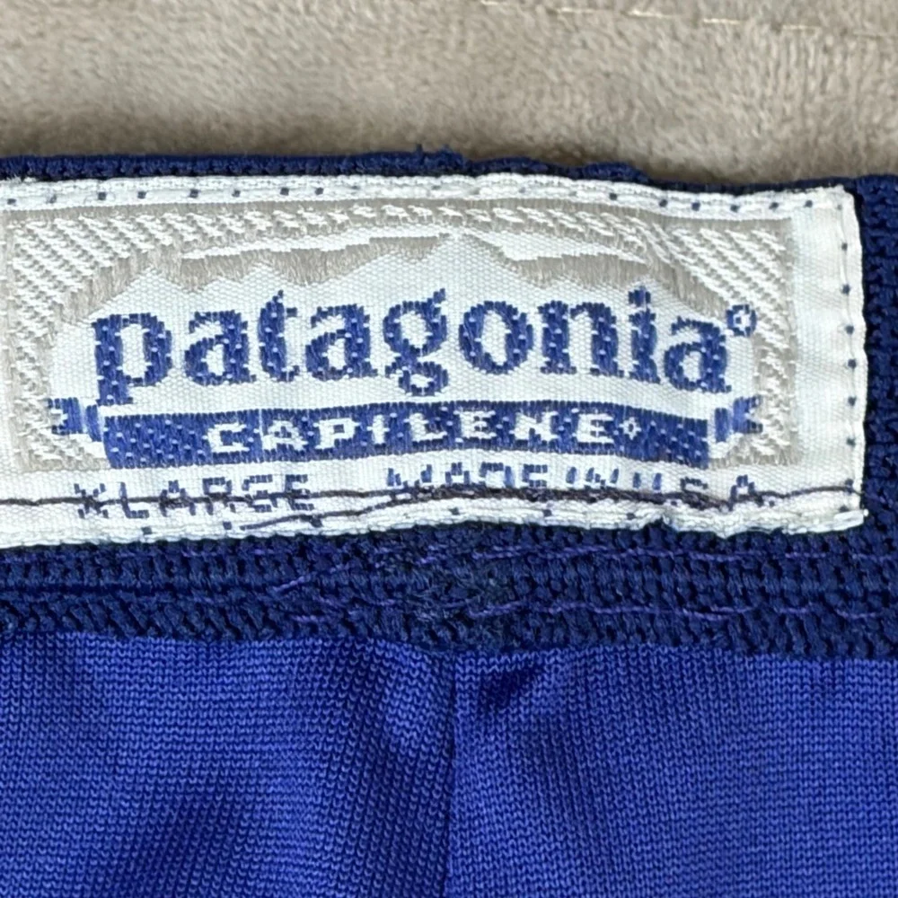 Patagonia‎ Capilene Mens XL Blue Base Layer Thermal Pants Leggings Made in USA